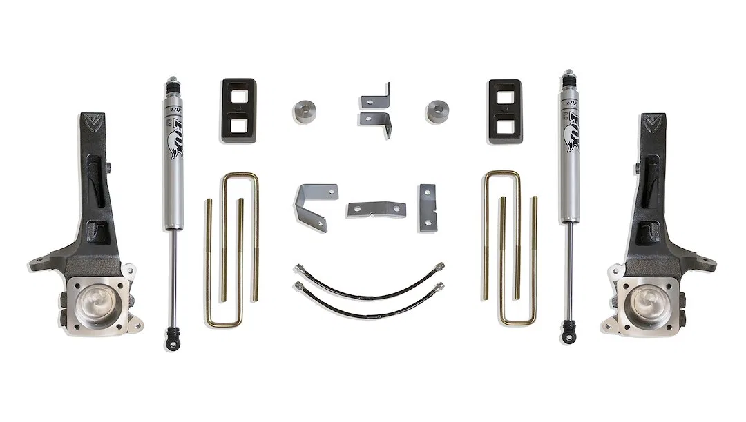 K886842F – MAXTRAC Lift Kit Suspension, 4 Inch Front Lift 2 Inch Rear Lift With Rear Fox Shock Absorbers In Kit Black...